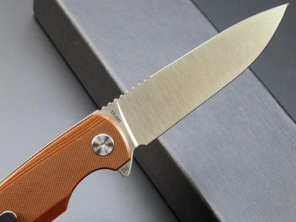 Eafengrow EF230 Folding Knife D2 Steel Blade G10 Handle Scales EDC Tool Knives for Outdoor Camping Hiking Working(brown)