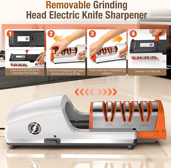 Replaceable Sharpener Electric Knife Sharpener, 3-Stage