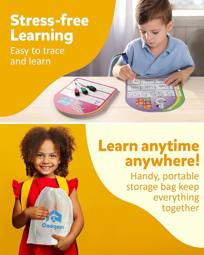 Coogam Handwriting Practice Copybook, Write and Erase Alphabet Number Learning Materials, Educational Tracing Letters for Pre-K Homeschool Student Kids Age 3-6