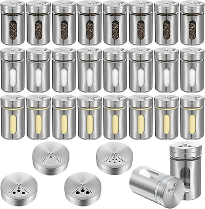 24 Pcs Stainless Steel Spice Jars