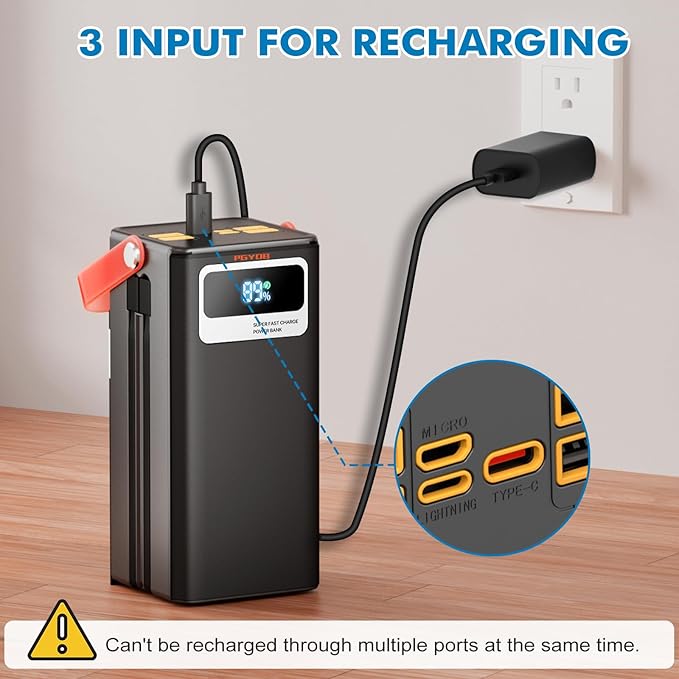 Portable Power Station, 27,000mAh Outdoor Generator with Built in Cable, Portable Power Bank Backup Battery for Phone Charge, Travel, Home use, Camping, RV Trip