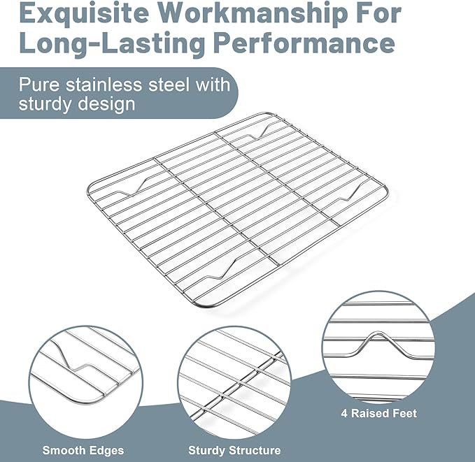 TeamFar Cooling Rack, 9.75” x 7.5” Stainless Steel Wire Baking Rack