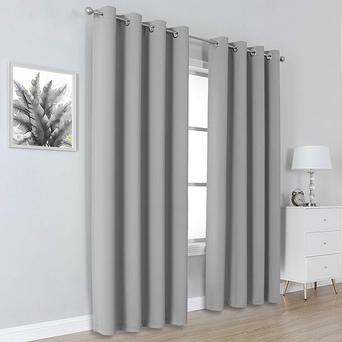DUALIFE Ultimate Gray Blackout Curtain Panels/Drapes