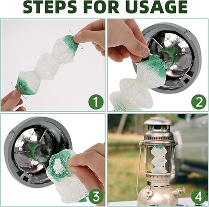 Thinp 6 Pcs Lantern Mantles,3-Layer Propane Lantern Mantles Insta-Clip 2#95 Mantles Gas Lantern Mantles with 2 Install Clip Accordion Shape Mantles for Gas Lantern