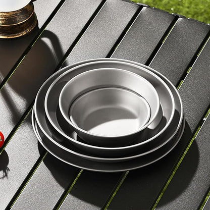 Pure Titanium Camping Bowl Large 7.2 inch Backpacking Ultralight Cookware Outdoor Hiking Kitchen