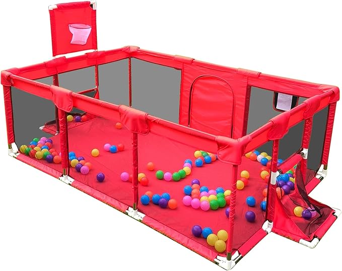 Gaorui Large Kids Baby Ball Pit - Portable Indoor Outdoor Baby Playpen Toddlers Children Safety Play Yard Fun Activities Popular Toys (Not Includes Balls) (Red)