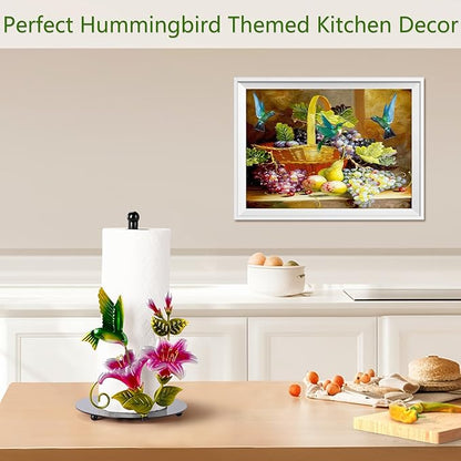 Flower & Hummingbird Decor Paper Towel Roll Holder Countertop
