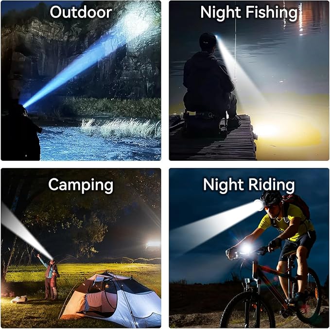 Super Bright LED Rechargeable Headlamp, 6 Adjustable Light Modes Waterproof Headlight, Constant Current Function, Lightweight Design with Yellow & Blue Lenses, Perfect for Camping, Hiking,Running