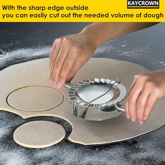 KAYCROWN 6 Inch Empanada Press, Stainless Steel Dumpling Maker Dough Cutter