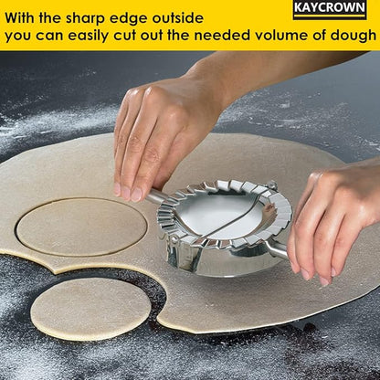 KAYCROWN 6 Inch Empanada Press, Stainless Steel Dumpling Maker Dough Cutter