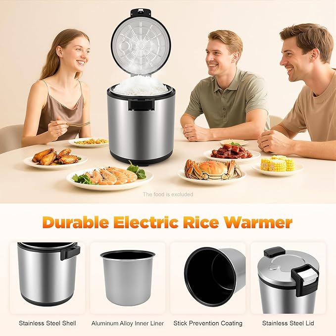 Commercial Rice Warmer, 6 Gal Stainless Steel Electric Rice Warmers