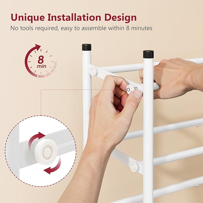 Tajsoon Expandable Shoe Rack for Closet 5 Tier, 29“-41“Adjustable & Stackable