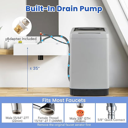 COSTWAY Portable Washing Machine, 11 LBS Full Automatic Portable Washer