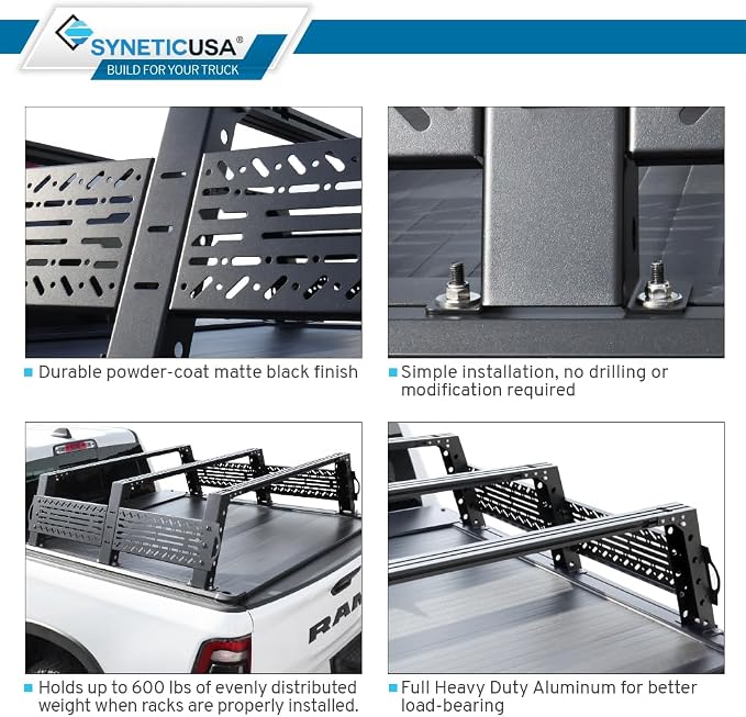 Syneticusa ER Power Retract Hard Tonneau Cover with Rack Kit Fits 2004-2026 Ford F-150 6’7” (78.9”) Truck Bed Off Road Overlanding Retractable