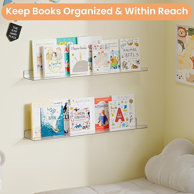 upsimples 2 Pack 35.5x5.5 Inches Acrylic Shelves