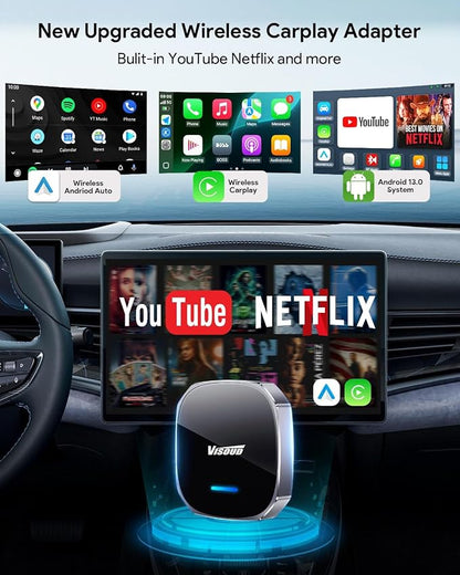 Magic AI Box Wireless CarPlay Adapte, 5.8GHz High-Speed Zero Lag WiFi, Plug & Play 3s Auto Reconnect, Compatible with iOS 10+ & Android 11+ Car Systems
