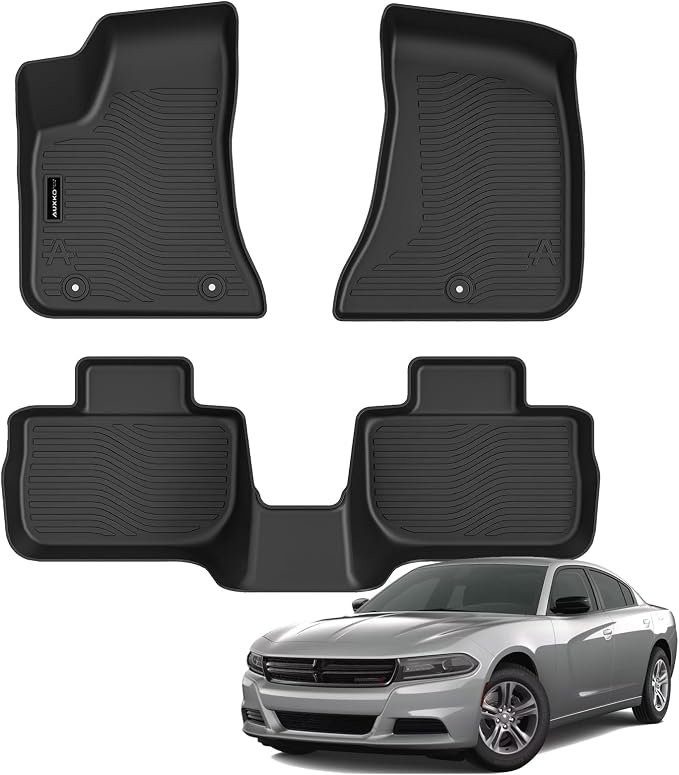 Auxko All Weather Floor Mats for 2011-2023 Dodge Charger RWD & Chrysler 300 RWD TPE Rubber Liners Accessory for 2011-2023 Dodge Charger RWD & Chrysler 300 RWD Odorless Anti-Slip Mats Black
