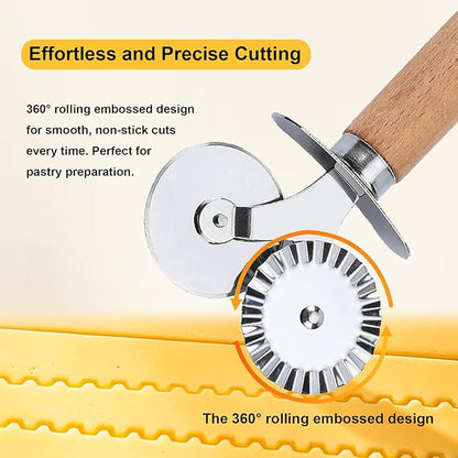 Pastry Double Cutter Wheel, 2 Pack Pasta Cutter Wheel, Dual-Head Baking Tool