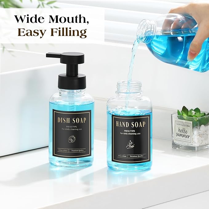 Luxspire Foaming Soap Dispenser, Glass Foam Pump Soap Dispenser, Non-Slip Hand