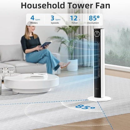 Antarctic Star Tower Fan Portable Floor Fans 85°Oscillating Fan Quiet Cooling
