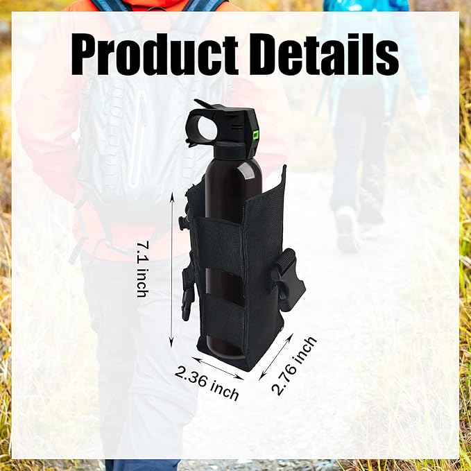 Bear Spray Holster for 7.9, 9.2 & 10.2 oz Canisters ??Heavy-Duty Black Nylon Pouch with Quick Release Buckle & Elastic Cord, Secure Fit for Hiking, Camping, Hunting, Outdoor Carry (Spray Not Included)