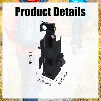 Bear Spray Holster for 7.9, 9.2 & 10.2 oz Canisters ??Heavy-Duty Black Nylon Pouch with Quick Release Buckle & Elastic Cord, Secure Fit for Hiking, Camping, Hunting, Outdoor Carry (Spray Not Included)