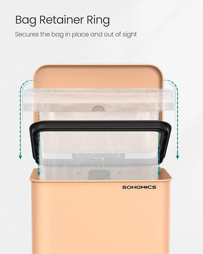 SONGMICS Kitchen Trash Can, 10.5 Gallon Garbage Can, Large Step Trash Bin