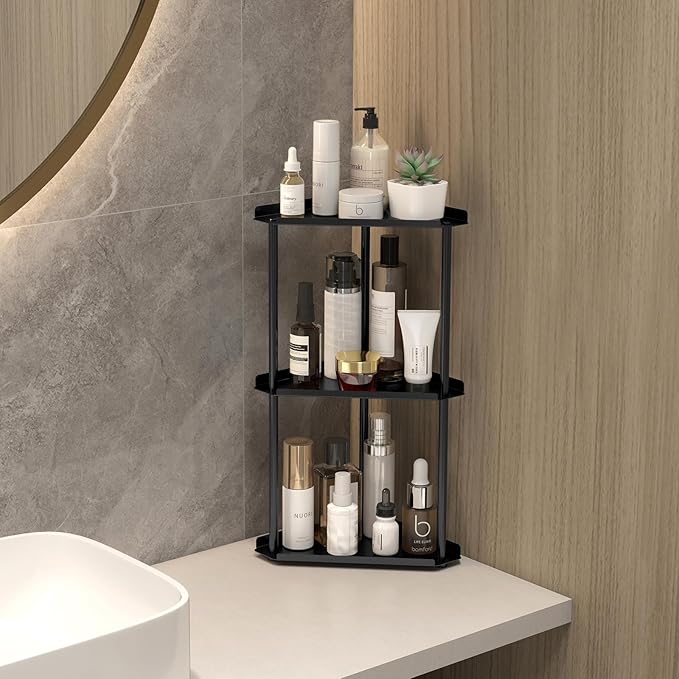 Jesginboo 3 Tier Bathroom Counter Organizer, Vanity Organizer Corner Shelf