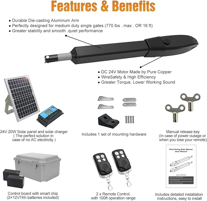 JUJIANG C026 Solar Gate Opener