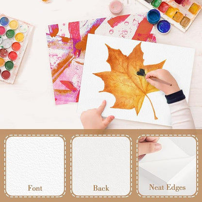 150PCS 9x12 Watercolor Paper Bulk, 140lb/300g Cold Press Thick Water Color Paper Pad for Kid Child Adult, White Art Paper for Drawing Painting Markers Gouache, Textured Cotton Paper Sheets