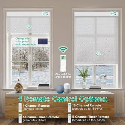 Kilonity Motorized Roller Shades, Light Filtering Remote Control Custom Window