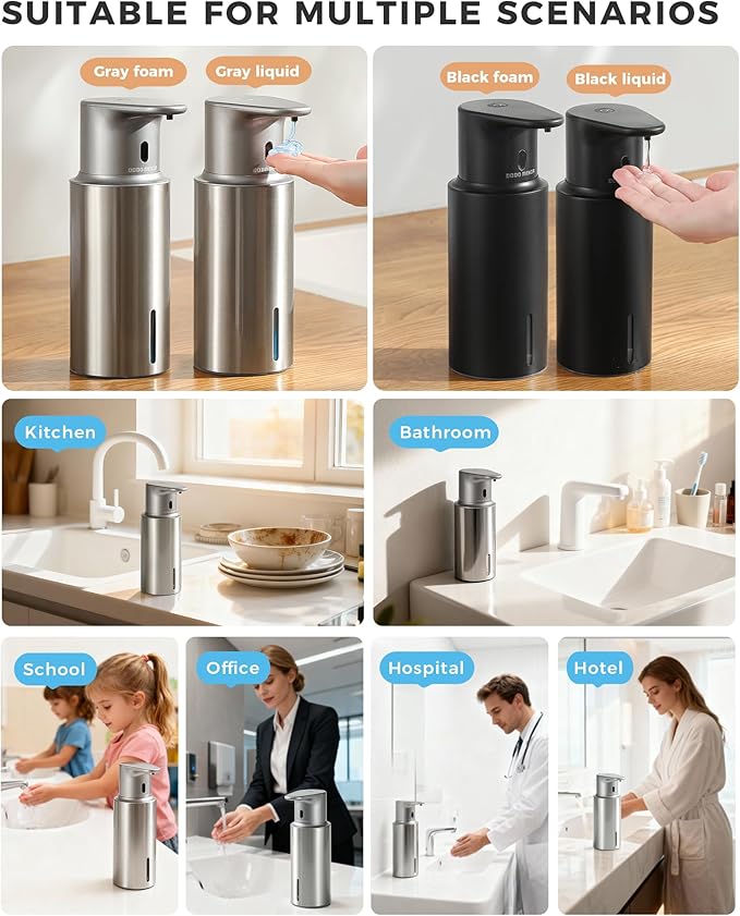 Automatic Liquid Soap Dispenser Touchless, 304 Stainless Steel Bottle Body