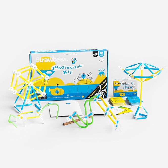 Strawbees Imagination Kit STEM Building Set, 400 Pieces and 105 Challenge Cards
