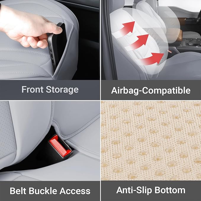 Coverland Custom Truck Car Seat Covers Full Set for [2023-2026 Ford F250 F350 F450 Super Duty SuperCrew Cab Front Bucket Seats Rear 40/60 Bench w/Armrest] - Waterproof Seat Protector [Full Set-Gray]