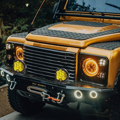 LIGBT 4PCS 5 Inch Amber Yellow Round LED Offroad Light with DRL 90W LED Light Pods 270° Wide Range Super Bright Side Shooter for Pickup Truck ATV UTV SUV