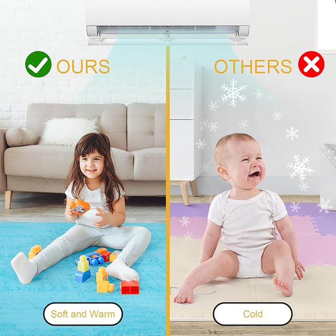 12 Pcs Plush Interlocking Carpet Tiles, Non-Toxic Foam Carpet Tiles for Toddler Baby, Machine-Washable, Anti-Slip, EVA Foam Interlocking Tiles for Floor, Nursery, Playroom, Blue