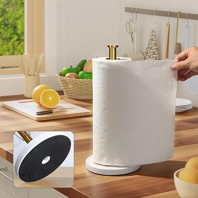YIGII Marble Base Paper Towel Holder Countertop, Standing Paper Towel Holder