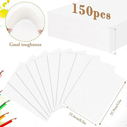 150PCS 8.5x11 Watercolor Paper Bulk, 140lb/300g Cold Press Thick Water Color Paper Pad for Kid Child Adult, White Art Paper for Drawing Painting Markers Gouache, Textured Cotton Paper Sheets