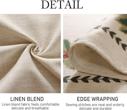ISAENNE Designer Christmas Linen Long Rectangle Tablecloth,Light Beige Western Table Cloth,Wrinkle Resistant Decor Tablecloths for Dining Thanksgiving Kitchen Christmas,63"*94"-Carol G