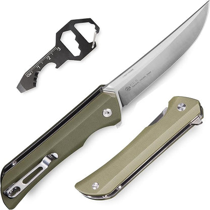 Heavy Outdoor Tactical Folding Pocket Knife for men,14C28N Stainless Steel Blade,G10 Handle,Liner Lock,EDC Hunting Bushcrafting Camping Knives Belt Clip Carry,Microtech Elemental Fishing Hiking,Father Dad Gifts Ruike p121