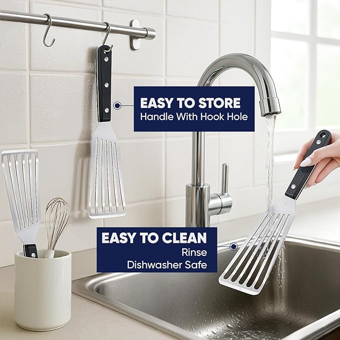 Newness Metal Fish Turner Spatula Stainless Steel