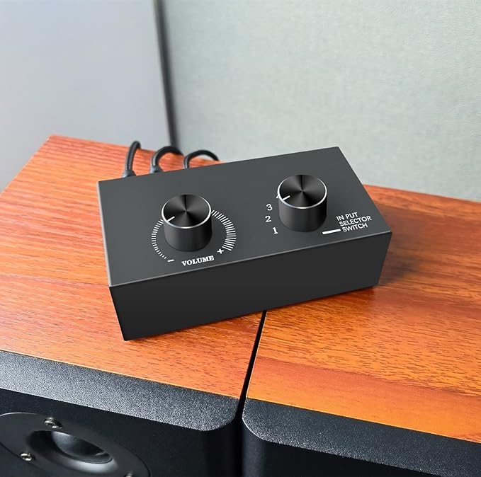 6-Way Audio Switcher, 3.5mm Stereo Audio Switcher, Plug & Play Compatible