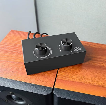 6-Way Audio Switcher, 3.5mm Stereo Audio Switcher, Plug & Play Compatible