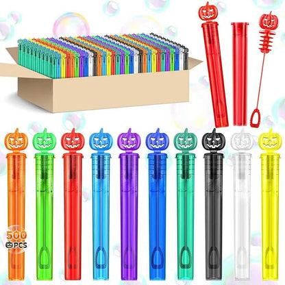 500PCS Halloween Party Favor, Halloween Bubble Wands for Kids, Halloween Trick or Treat Toys, Goodies Bag Fillers, Pinata Fillers, Mini Bubble Wands for Party Supplies