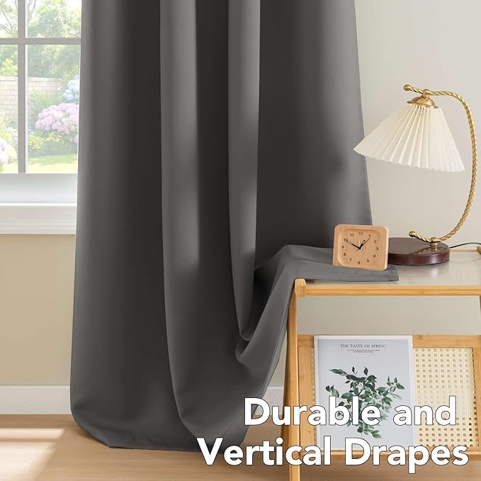 H.VERSAILTEX Charcoal Gray Blackout Curtain Panels
