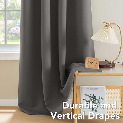 H.VERSAILTEX Charcoal Gray Blackout Curtain Panels