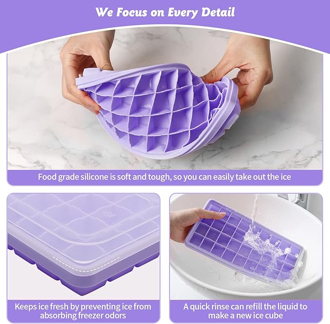 Silicone Ice Cube Tray with Leak-Proof Lid & Storage Bin
