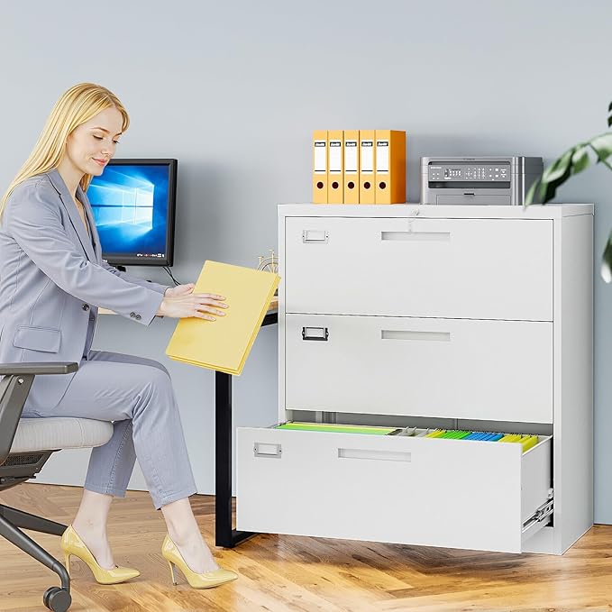 3 Drawer File Cabinets for Home Office, Metal Filing Cabinet
