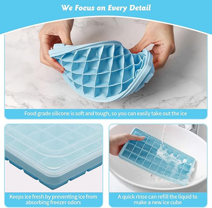 Silicone Ice Cube Tray with Leak-Proof Lid & Storage Bin