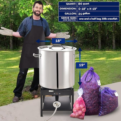 ARC 84-Quart Stainless Steel Seafood Boil Pot with Basket and 2 Brown-paper Table Cover, Larger Crab Pot for Cooking, Stock Pot for Crawfish, Crab, Lobster, Shrimp and Turkey Fryer, 21 Gallon